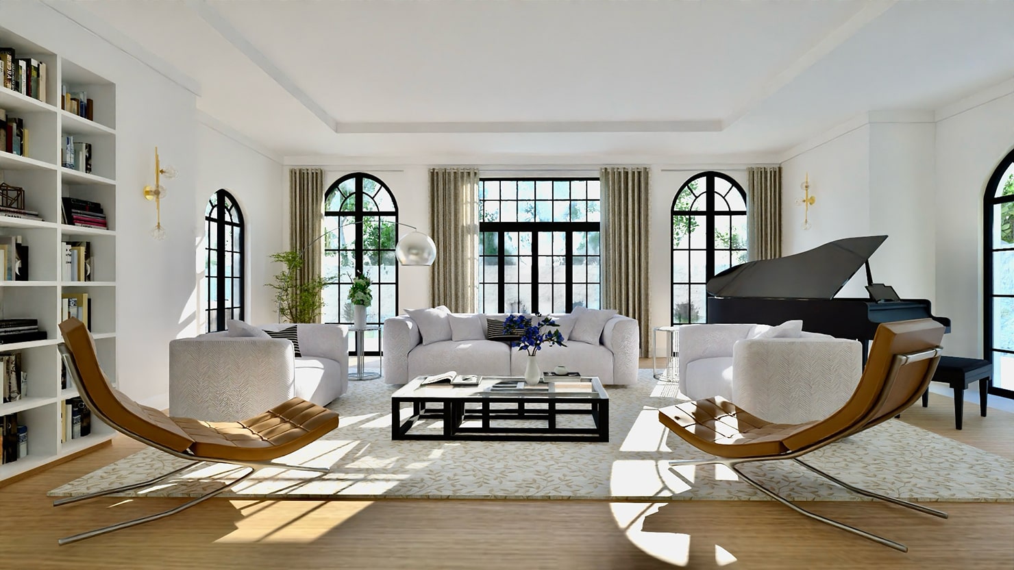 Luxurious living room designed in Live Home 3D.
