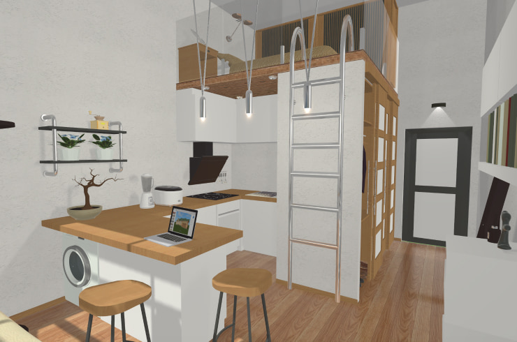Tiny apartment designed in Live Home 3D.